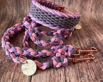 Collar set for dogs made of paracord, dog collar and dog leash Collar and leash in a set