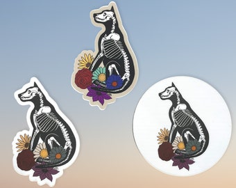 Sticker squelette de chien en vinyle
