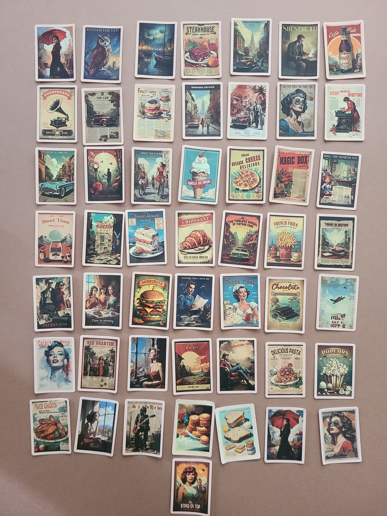 50 Stickers Poster Vintage Food Pin-up Post-war Decoration Vinyl/Waterproof Stickers image 3