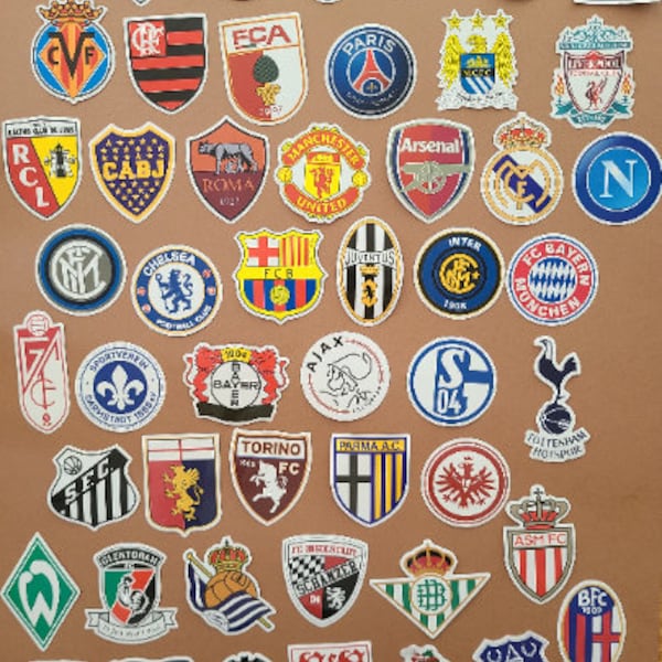 50 Football Teams Stickers Manchester Real Madrid PSG, Bayern Arsenal Liverpool Juventus FIFA UEFA - Vinyl/Waterproof Stickers