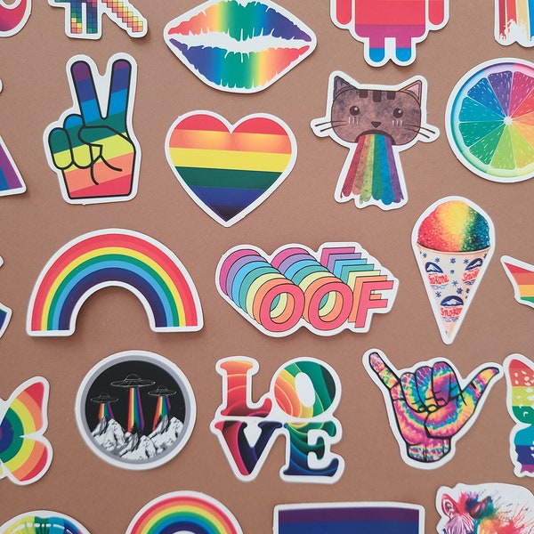 50 Stickers LGBT Rainbow Gay Lesbian Gaypride - Autocollants Vinyle/Waterproof