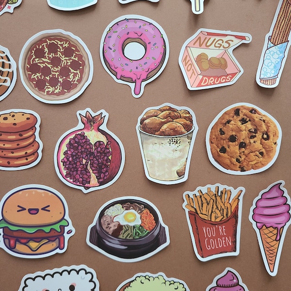 50 Stickers Nourriture Kawai Adorable Cute Food Cupcake - Autocollants Vinyle/Waterproof