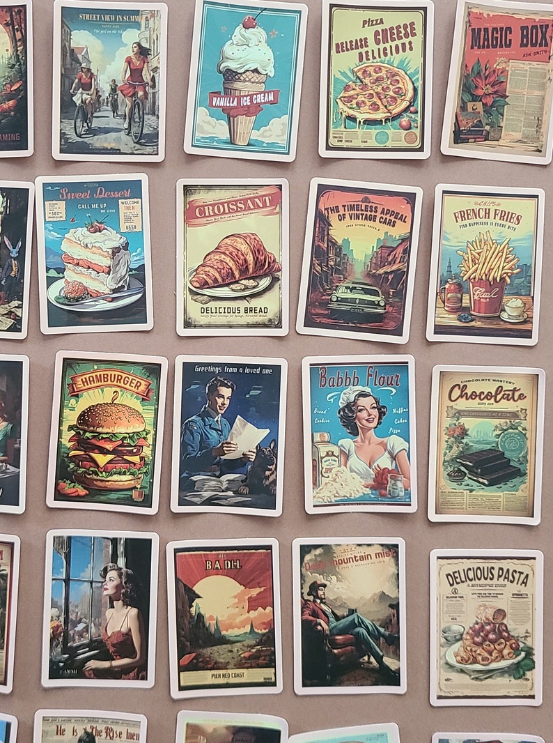 50 Stickers Poster Vintage Food Pin-up Post-war Decoration Vinyl/Waterproof Stickers image 1