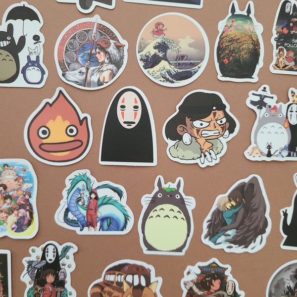 50 Stickers Manga Anime Japon Princess Mononoke Spirited Away Howl's Moving Castle - Autocollants Vinyle/Waterproof