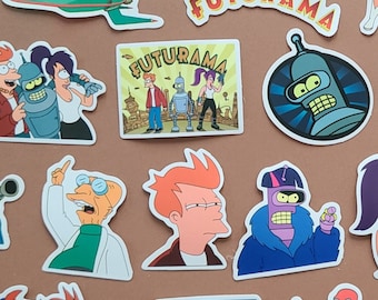 50 Futurama Stickers Philip J. Fry Zoidberg Bender Turanga Leela Groening Comics TV Show - Vinyl/Waterproof Stickers