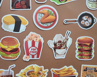 50 Food Stickers Pizza Burger McDonald Junkfood Funny American culture - Vinyl/Waterproof Stickers
