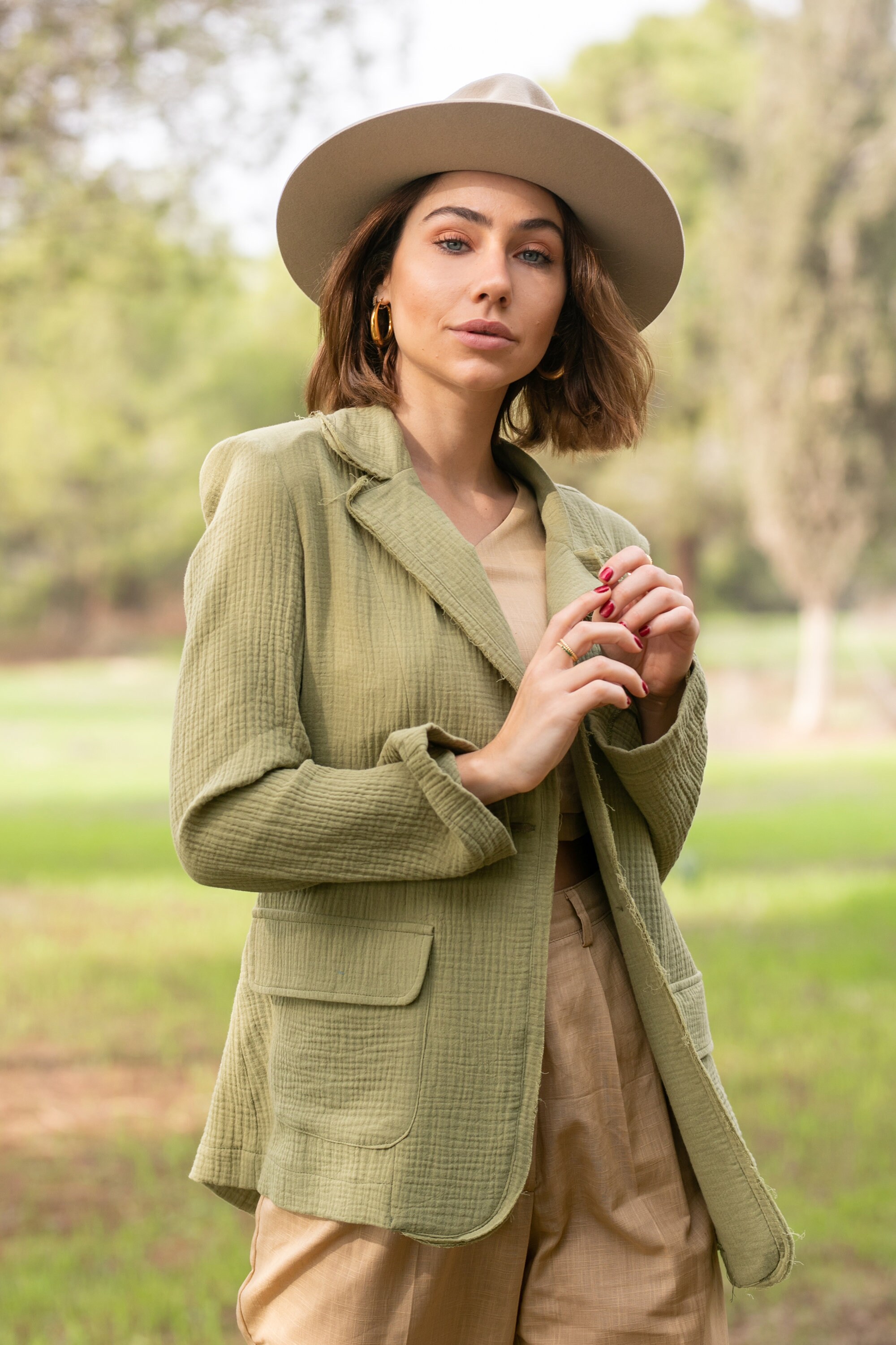 Khaki on sale cotton blazer