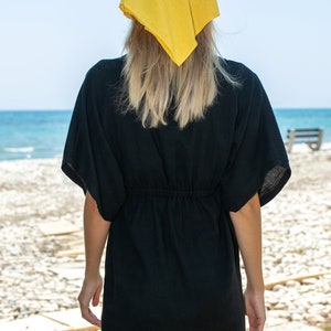 Summer Kaftan, Black Dress Kaftan, Cotton Beach Cover Up image 5