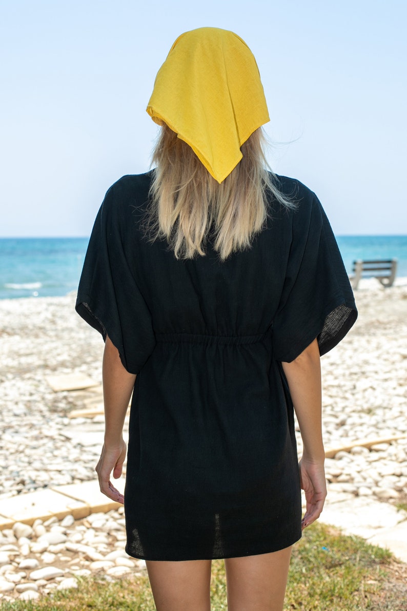Summer Kaftan, Black Dress Kaftan, Cotton Beach Cover Up image 5