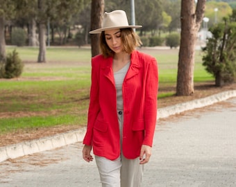 Cotton Blazer, Lightweight Blazer, Soft Cotton Red Blazer