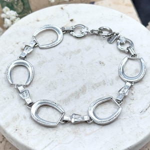 Vintage Silver Stone Set Horseshoe Bracelet - Etsy