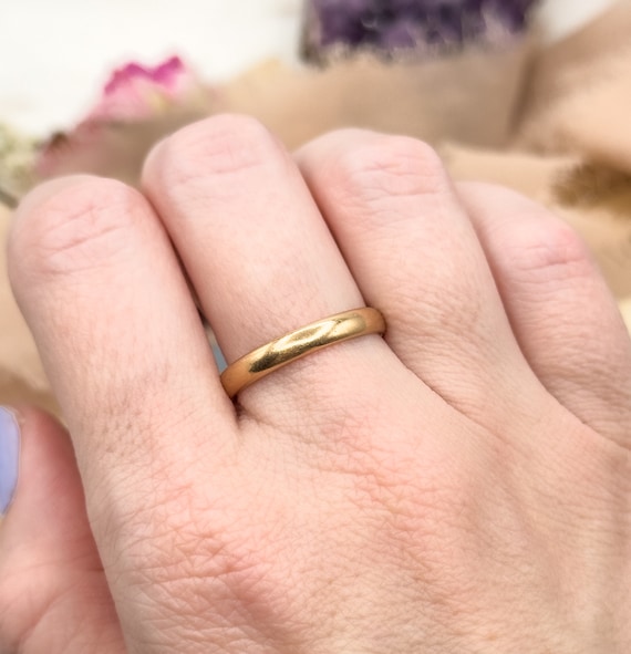 Antique 18k Gold Band Ring, 18K Solid Gold Stacki… - image 8