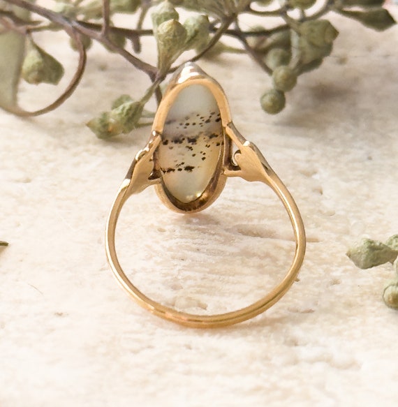 Antique Moss Agate Ring in 10K Yellow Gold Victor… - image 8