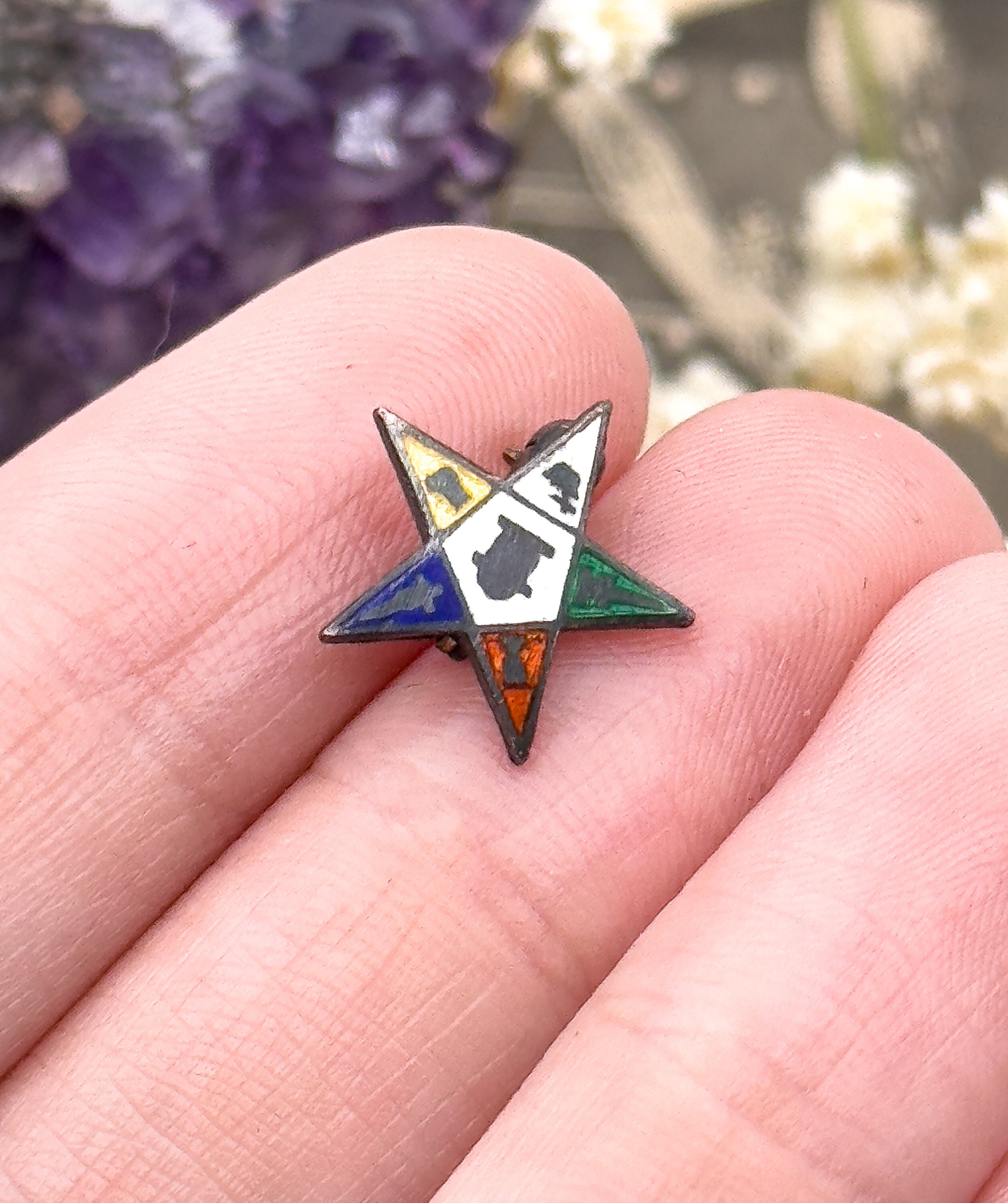 Vintage Masonic Pin With Enamel, Vintage Blue and White Free