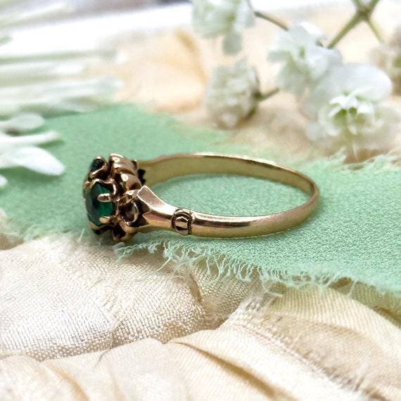 Edwardian Emerald Ring in Solid Gold, 10K Gold Em… - image 6