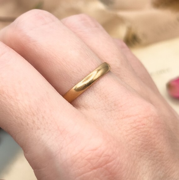 Antique 18k Gold Band Ring, 18K Solid Gold Stacki… - image 9