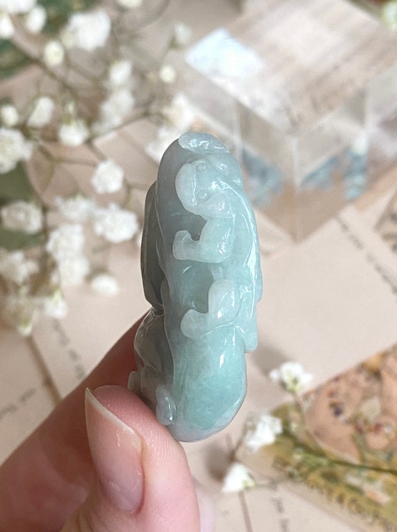 VINTAGE Jade Dragon pendant, Green Nephrite PIXUI… - image 2