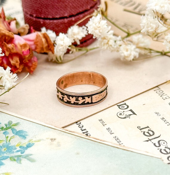 Victorian 10K Gold floral ring, childs cigar band… - image 1