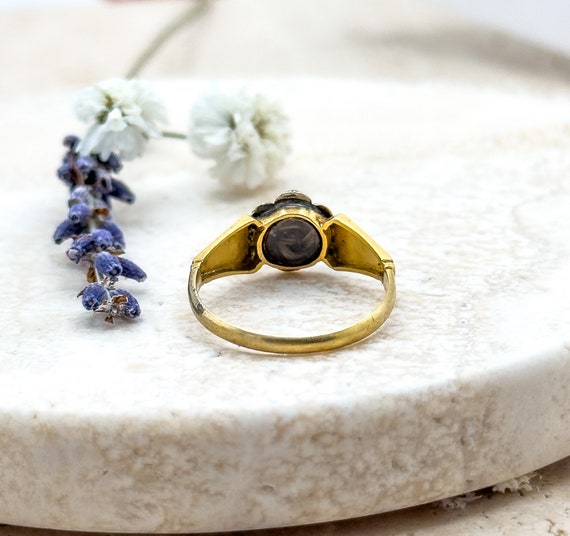 Antique Mourning Ring 14K Solid Gold Victorian RI… - image 8