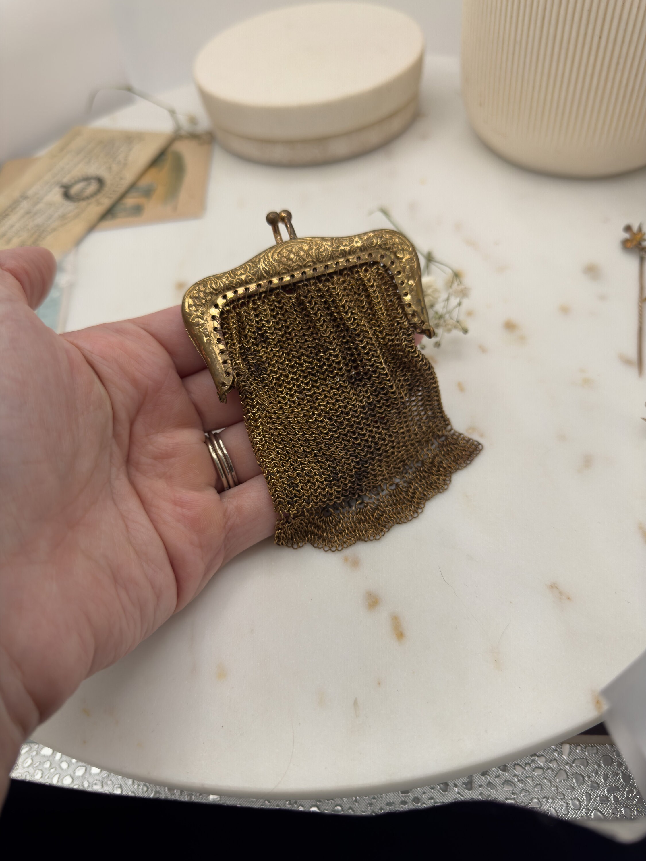 Cute Vintage Coin Purse Chainmail Purse With Ring Antique Coin Purse ...