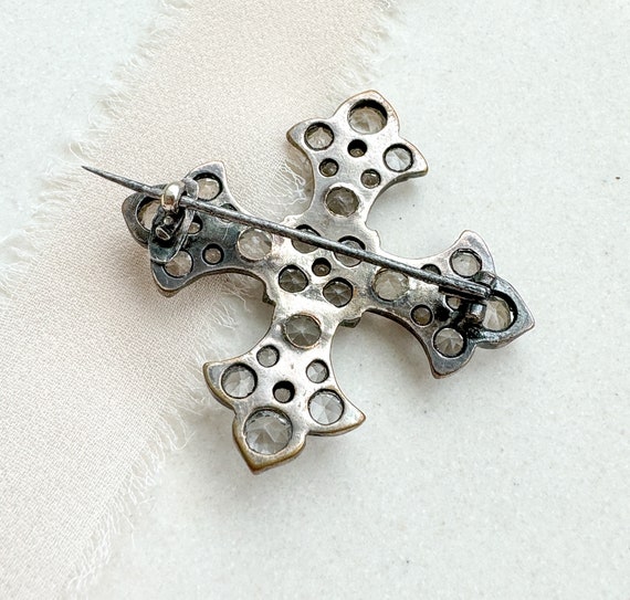 Antique Victorian Paste Brooch Iron Cross Brooch … - image 6