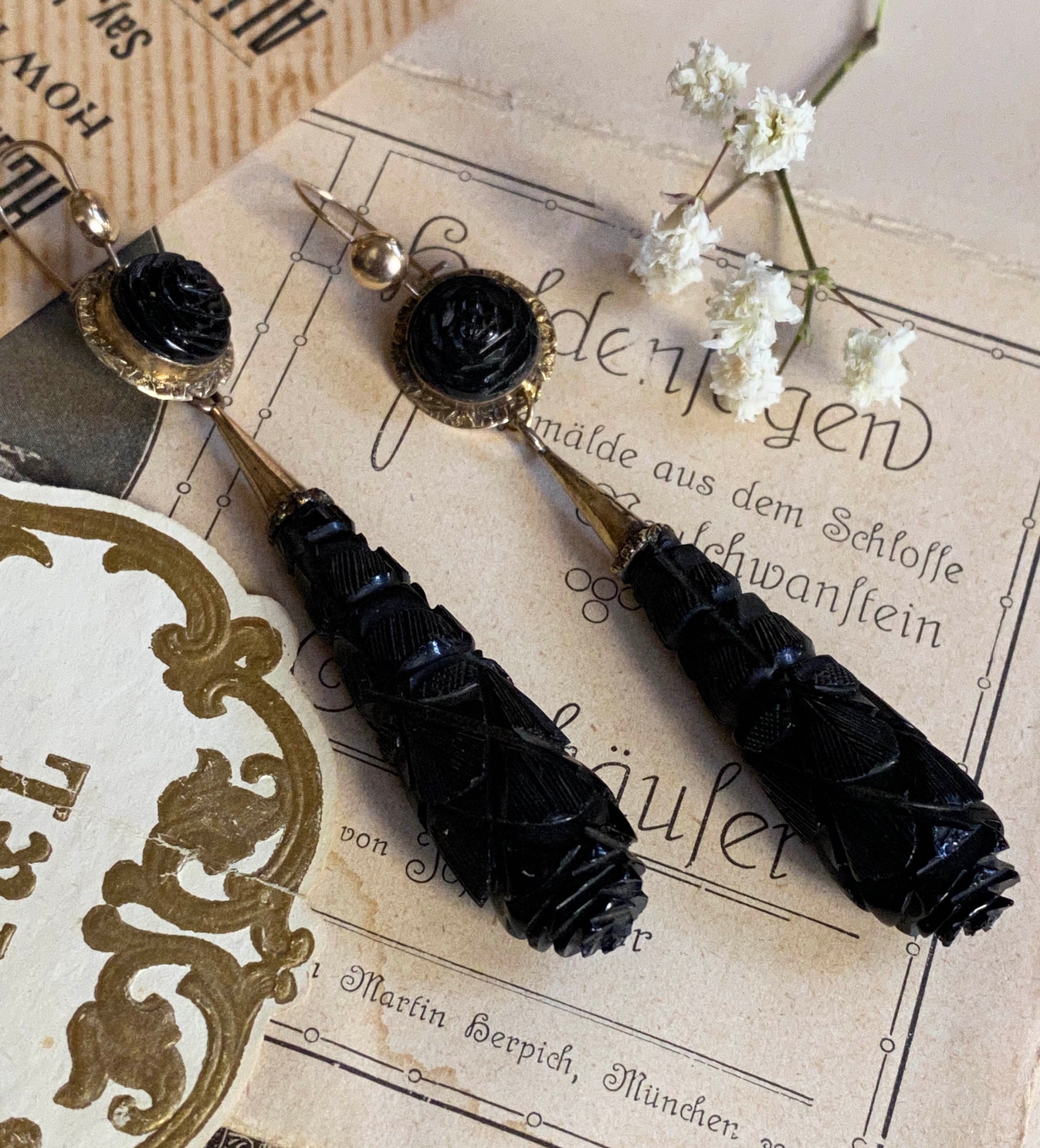 Buy Whitby Jet and Sterling Silver Teardrop Earrings | English Heritage