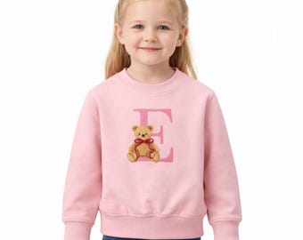 Pink Teddy Bear Initial Jumper – Baby & Toddler Sweatshirt