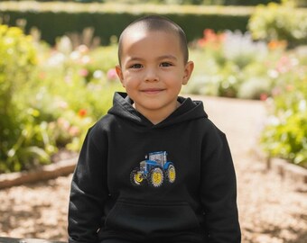 Embroidered Kids Tractor Hoodie: Personalised Farm Clothing