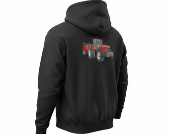Men’s Tractor Embroidered Hoodie, Black Hoodie