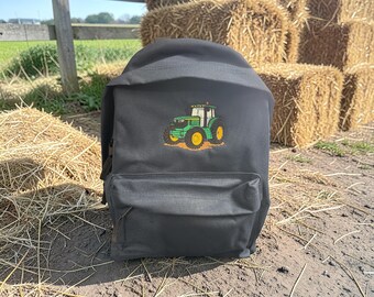 Embroidered Tractor Backpack, Boys School Bag, Farm Lover Gift