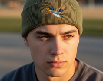 Men's Beanie Hat, Boys Hat, Shotgun Design, Duck Design, Pheasant Design, Embroidered Hat, Beanie Hat, Shooting Theme