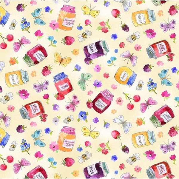 Jam Jars Fabric, Jam Pots, Michael Miller, Woven Cotton, Quilting, Sewing projects, Crafting Cottons, Patchwork
