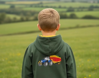Embroidered Tractor Hoodie: Silage Trailer, Farm Vehicle, Boys Gift