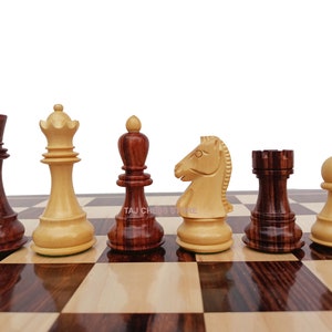 Dubrovnik Chess Pieces in Rosewood- Reproduction of 1950 Bobby Fischer Chessmen- king 3.7&quot;|Luxury Chess Pieces| Taj Chess Store