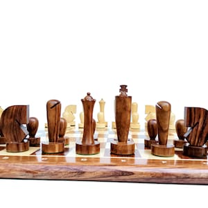 Schachbrett aus Holz Handgefertigte Schachfiguren und 19&quot;-Brett - Mid Century Berliner Serie Schachfiguren | BESTES GESCHENK