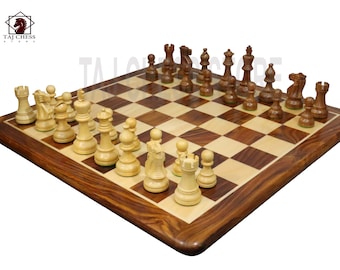 Wooden Chess Set Handcrafted chessmen and 19" board-Classic Staunton Chess Pieces | Tournament Chess Set With Algebraic Notation Chess Board