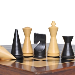 3.1" Russian Poni Mid Century Chess Pieces- Handcrafted Minimalist Staunton Chess Pieces | Unique Chess Set |  Special Gift