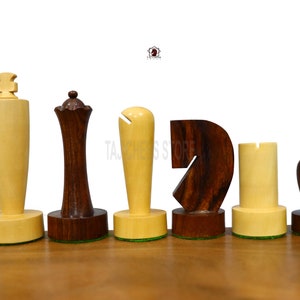 Unique Minimalist Berliner 19th Century series Chess Pieces only - Golden Rosewood &  Natural boxwood-2 Extra Queens- King 3.8