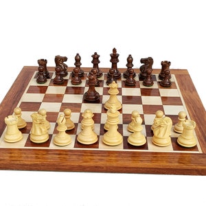 15&quot; Combo chess set - Solid wood chess board in Golden Rosewood | 39 mm square With pro Staunton chess pieces 2.7 king Christmas Special