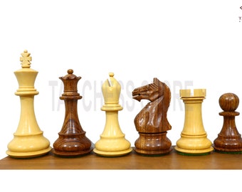 Handcrafted Staunton Chess Pieces with 2 extra queens- 3.5" & 4" Fierce Knight Weighted Golden Rosewood| Unique Chess Set |  Gift