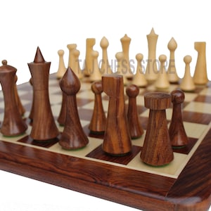 Handmade Wooden Combo Chess Set-  Unique Hermann Ohme Chess pieces and Golden Rosewood  Chess Board 19&quot;- Premium Wood Chess Pieces and Board