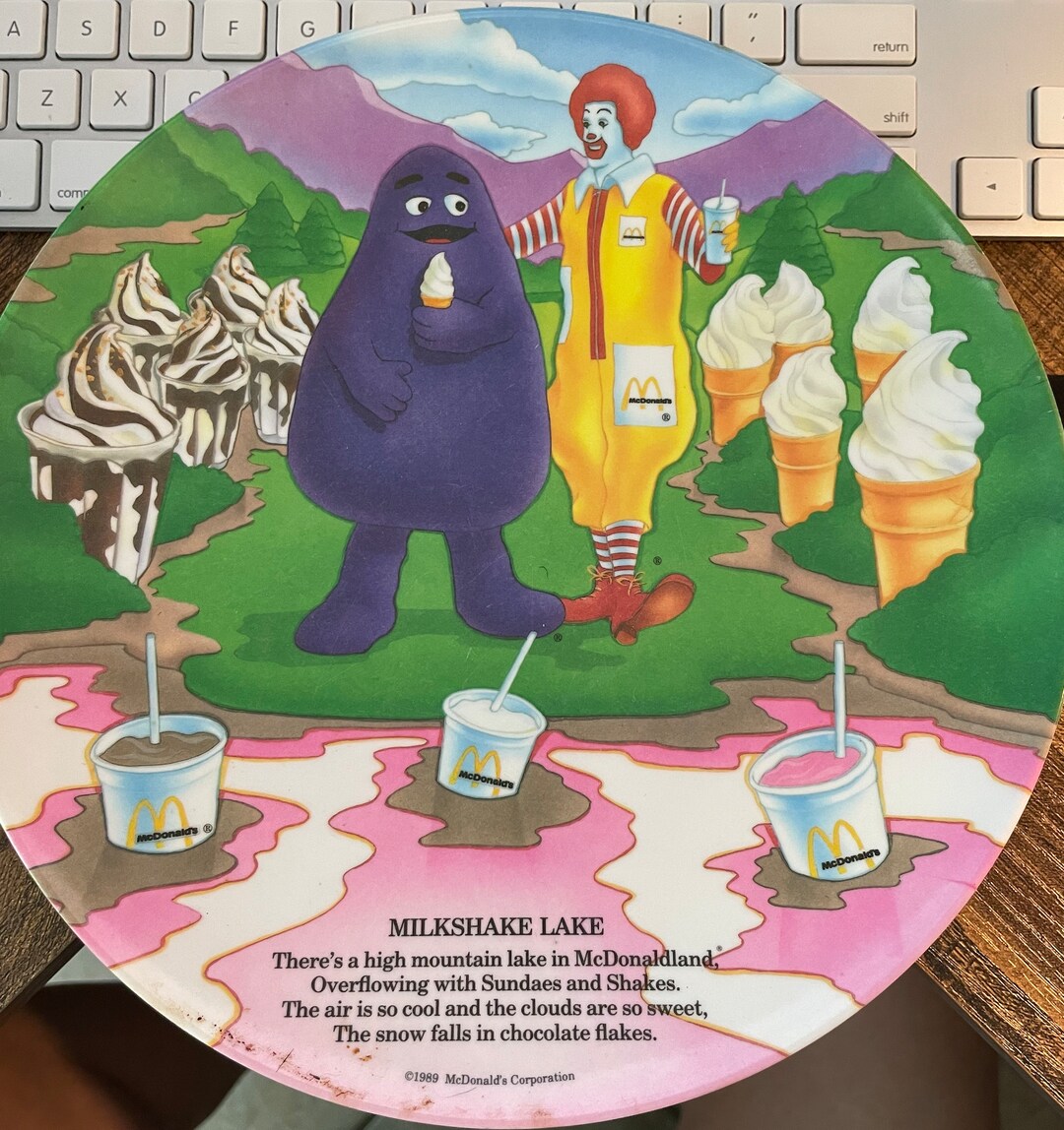 Vintage Mcdonald's Plastic Collectible Plate milkshake Lake Etsy