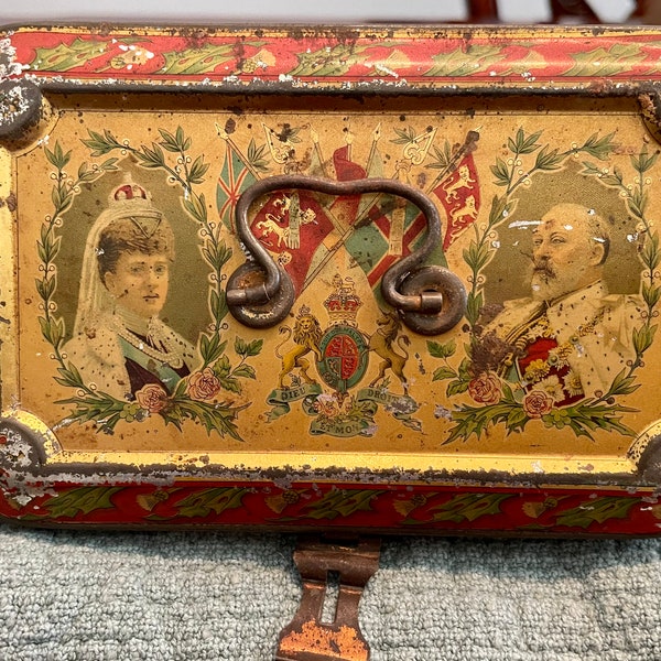 Antique 1920's Queen Alexandra and King Edward VII tin box - Emil Zippel - Germany