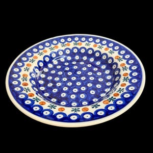 Vintage Boleslawiec Polish ceramic pasta or soup bowl plate 9”x1.5”