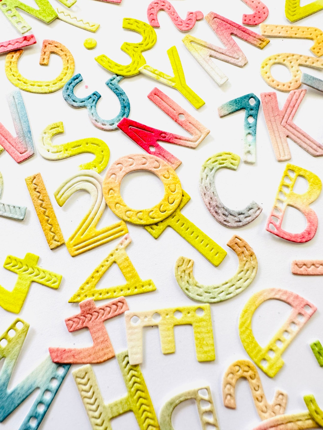 Die Cut Textured Letters Numbers Alphabet Set of 78 Pieces for Card