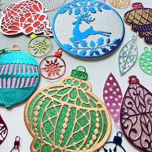 Gestanste vintage kerstballen l Kerstdecor l Gestanste kerstballen l Kaartset kerstballen l Gestanste kerstl l Kerstkaartenset