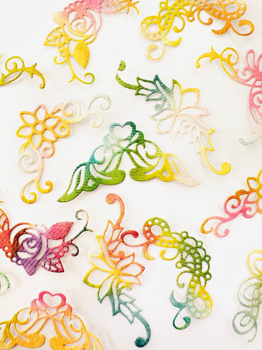 Die Cut Corners Twirls Set of 14 for Card Making Scrapbooking Junk