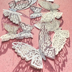 Mariposas troqueladas / Mariposas con encaje / Kit de tarjetas con mariposas / Mariposas para scrapbooking / Mariposas para diario basura