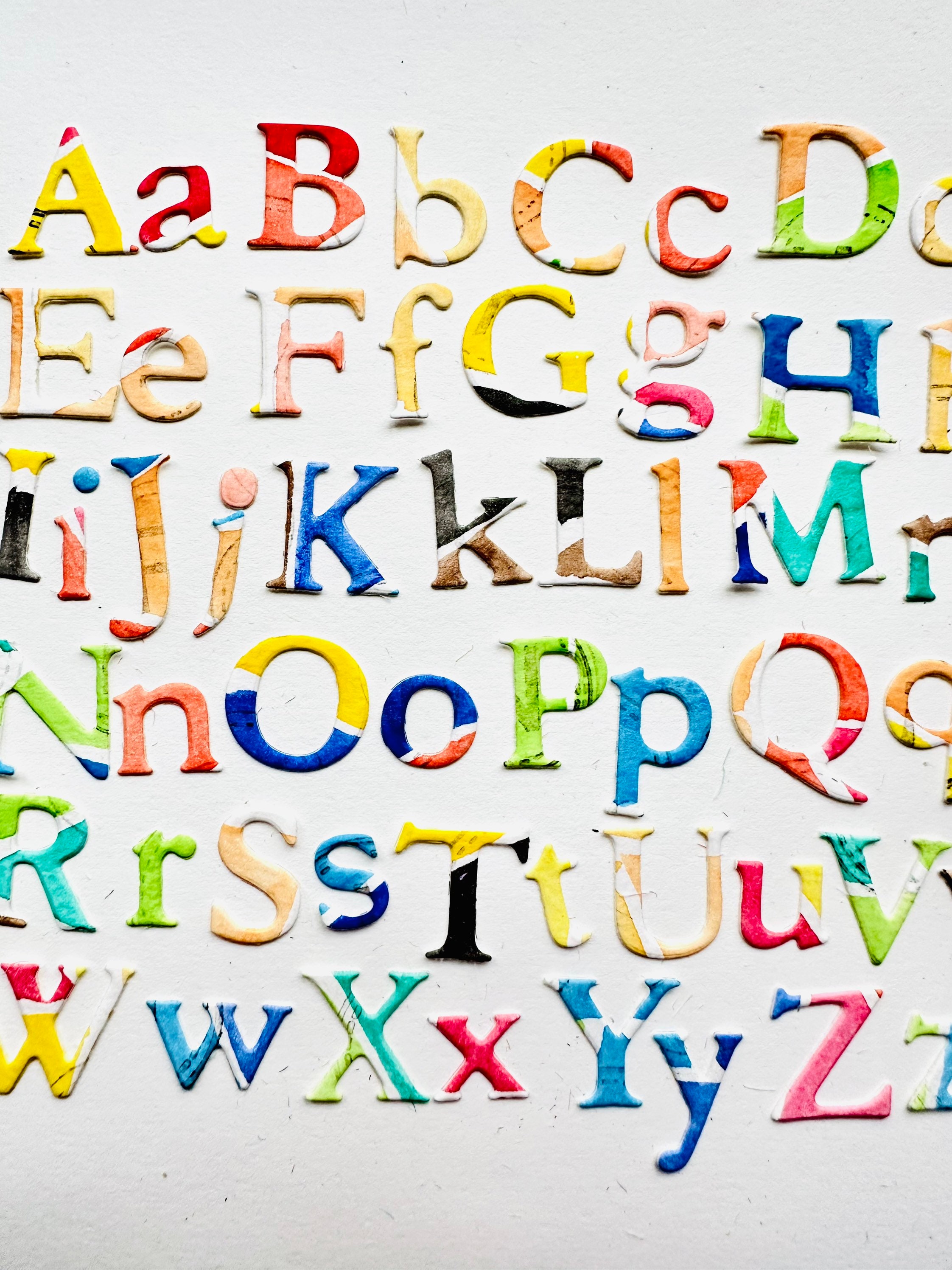 Hand-painted Watercolor Alphabet Set: Recycled Paper Die Cuts - Etsy