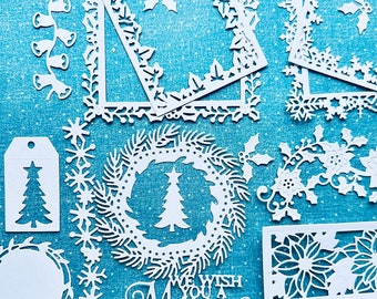 Christmas Die Cut Frames: Card Toppers, Holly, Snowflakes